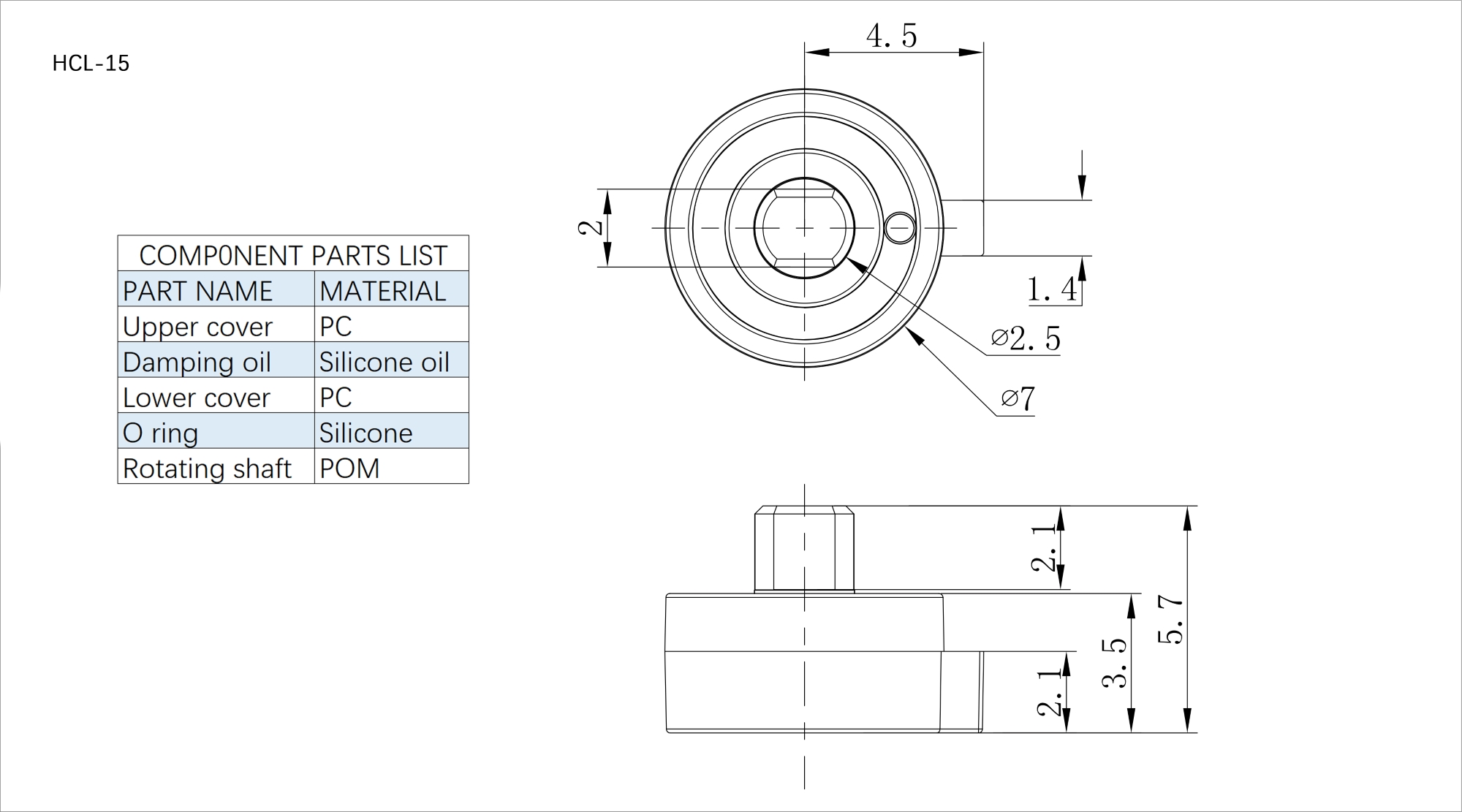 Gear/Rotary Damper HCL-15